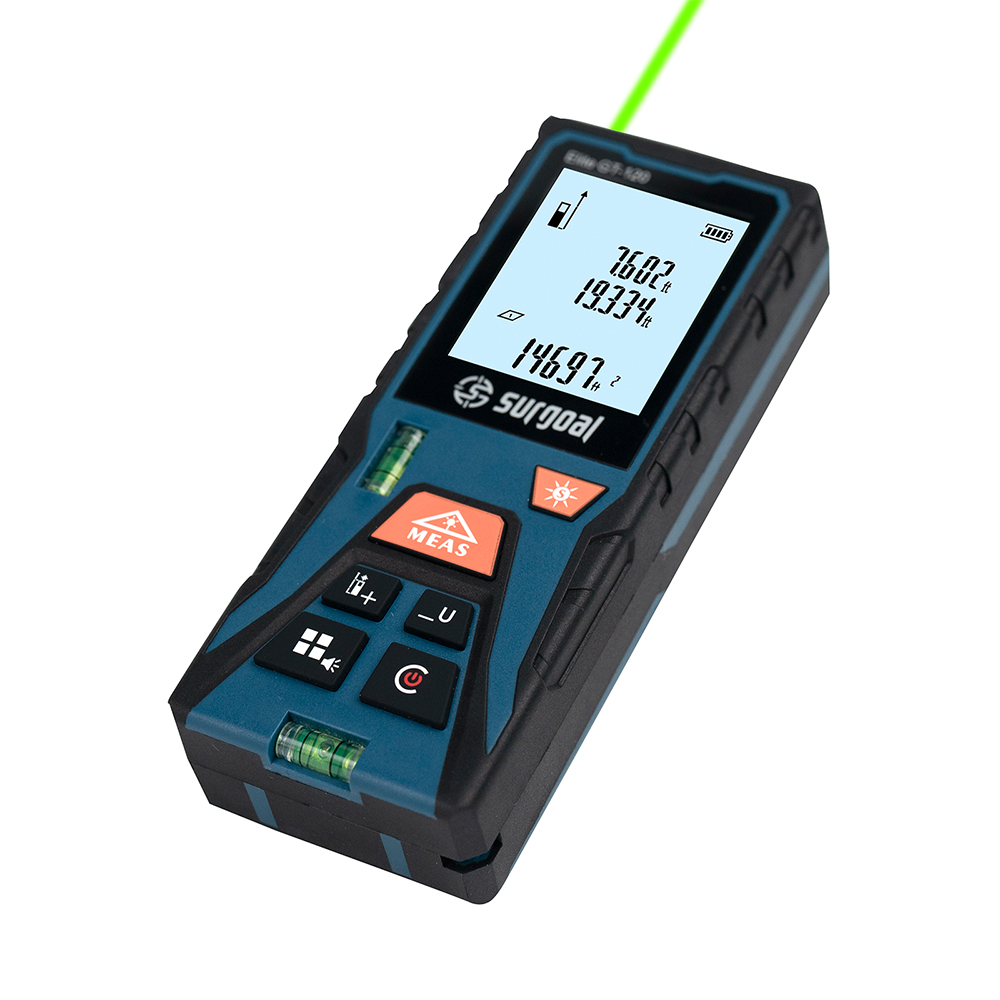 Industrial Laser Rangefinder - เครื่องวัดระยะด้วยเลเซอร์สีเขียว 120 เมตร พร้อมระดับน้ำแบบดิจิตอลและเทปวัดระยะ