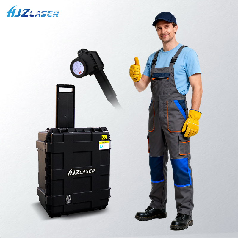 Industrial Laser Cleaning - เครื่องทำความสะอาดด้วยเลเซอร์พัลส์แบบพกพา 500W ระบบกำจัดสนิมสำหรับพื้นผิวโลหะและไม้ พร้อมดีไซน์แบบกระเป๋าเป้และกระเป๋าเดินทาง