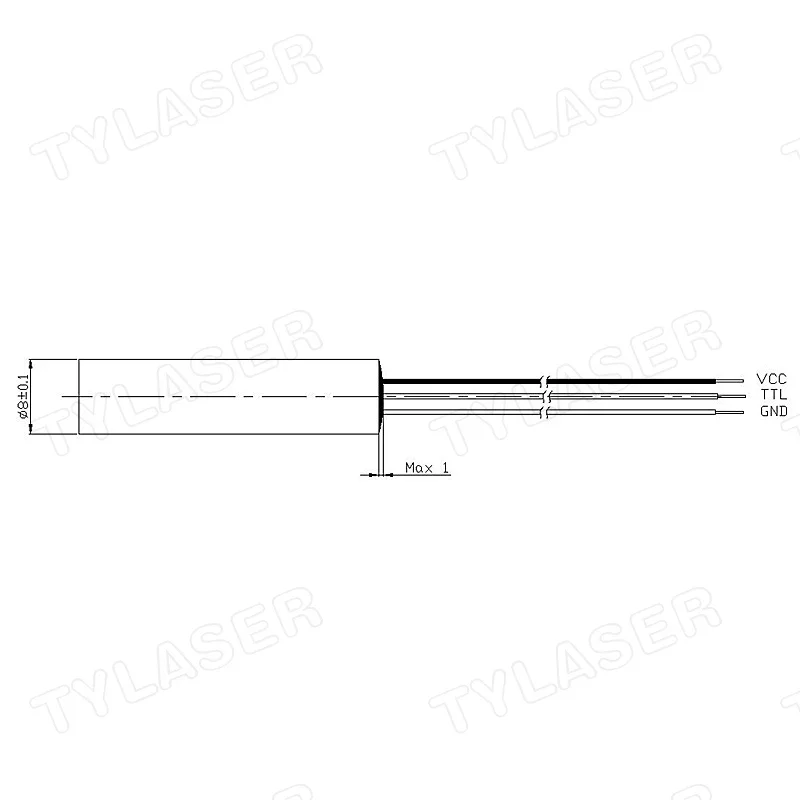 Industrial Grade Laser Pointer - โมดูลเลเซอร์ TTL ภายนอก 8 มม. 635