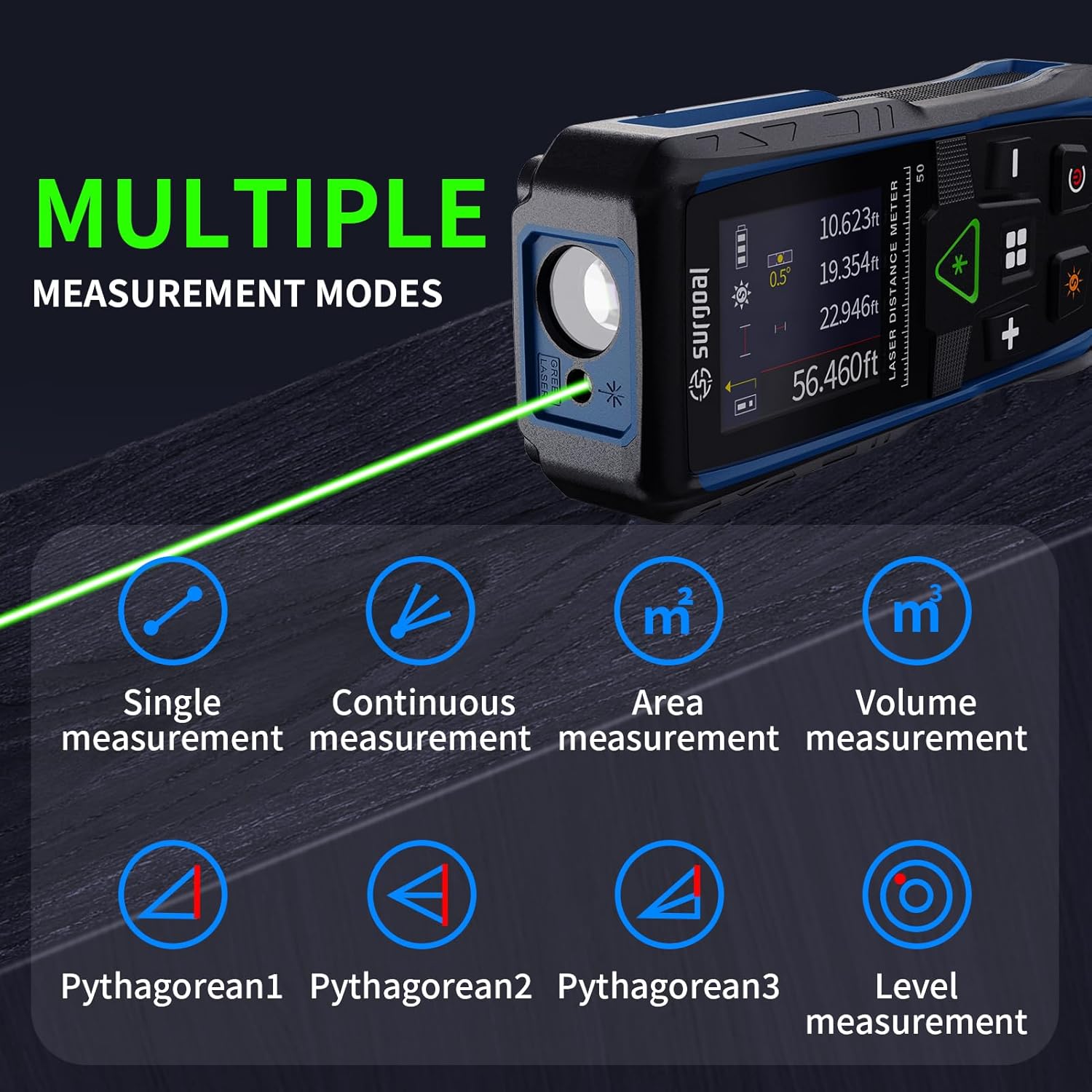เครื่องวัดระยะด้วยเลเซอร์สีเขี - Industrial Laser Tape Measure บทวิจารณ์และราคา
