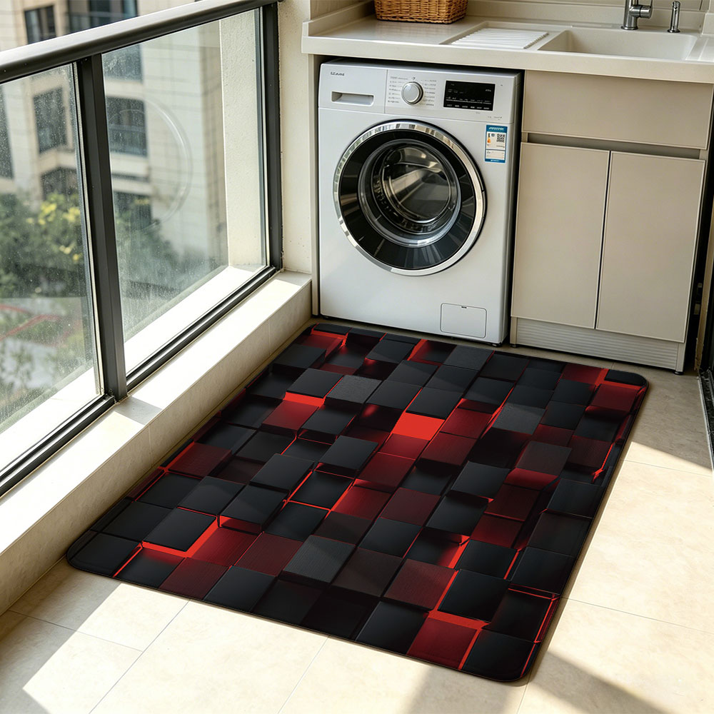 พรมปูพื้นซิลิโคน 3D สีแดงดำ 1  - Industrial Visual บทวิจารณ์และราคา